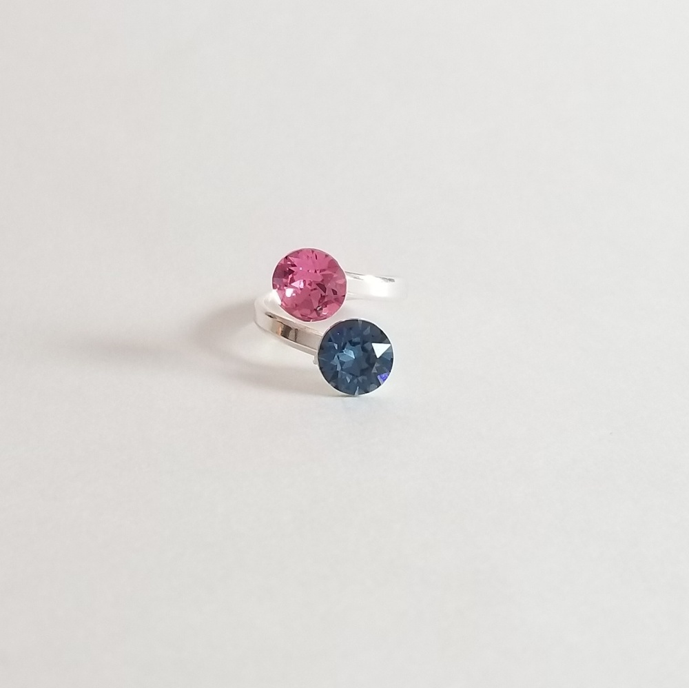 Swarovski Element 2Crystal 935Silver  Ring